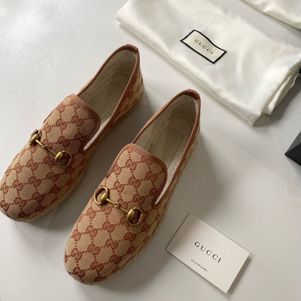 Gucci Shoes GG Monogram Horsebit Detail Fria Espadrilles - Picture 10 of 16